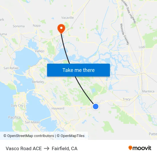 Vasco Road ACE to Fairfield, CA map