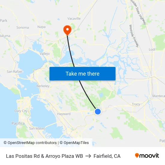 Las Positas Rd & Arroyo Plaza WB to Fairfield, CA map