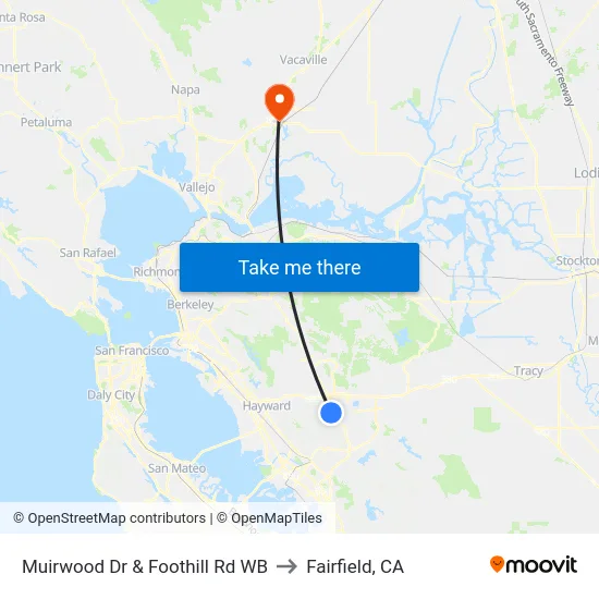 Muirwood Dr & Foothill Rd WB to Fairfield, CA map