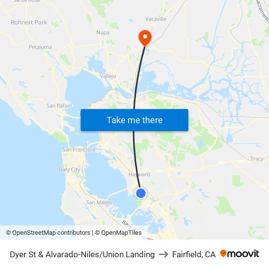Dyer St & Alvarado-Niles/Union Landing to Fairfield, CA map