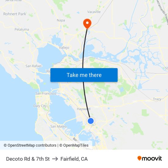 Decoto Rd & 7th St to Fairfield, CA map