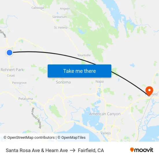Santa Rosa Ave & Hearn Ave to Fairfield, CA map
