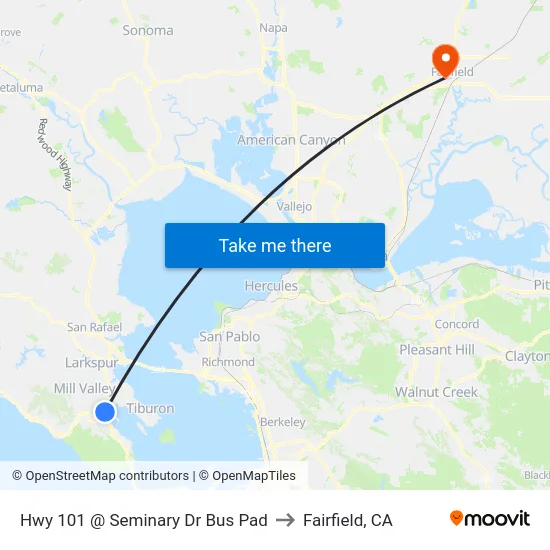 Hwy 101 @ Seminary Dr Bus Pad to Fairfield, CA map
