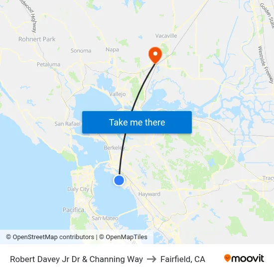 Robert Davey Jr Dr & Channing Way to Fairfield, CA map