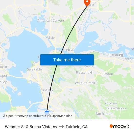 Webster St & Buena Vista Av to Fairfield, CA map