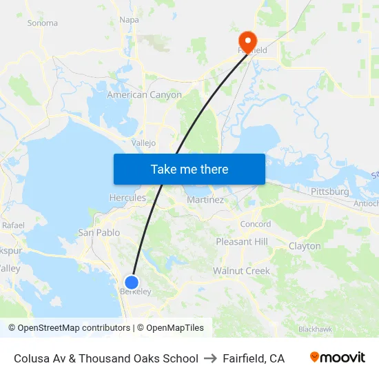 Colusa Av & Thousand Oaks School to Fairfield, CA map