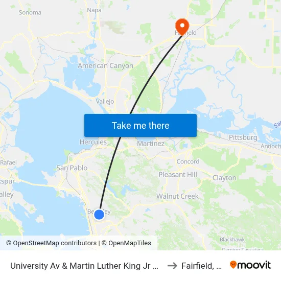 University Av & Martin Luther King Jr Way to Fairfield, CA map