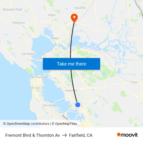 Fremont Blvd & Thornton Av to Fairfield, CA map