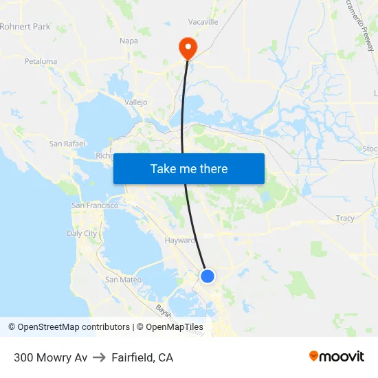 300 Mowry Av to Fairfield, CA map
