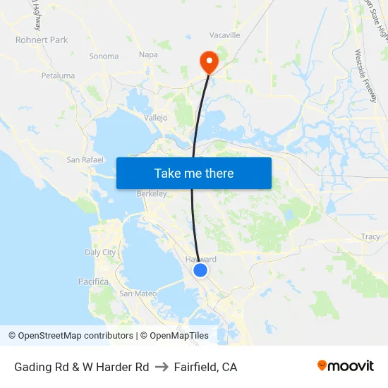 Gading Rd & W Harder Rd to Fairfield, CA map