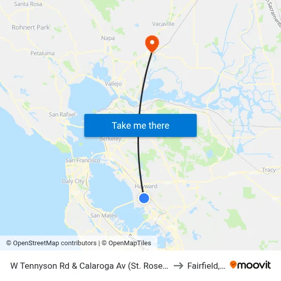 W Tennyson Rd & Calaroga Av (St. Rose Hospital) to Fairfield, CA map