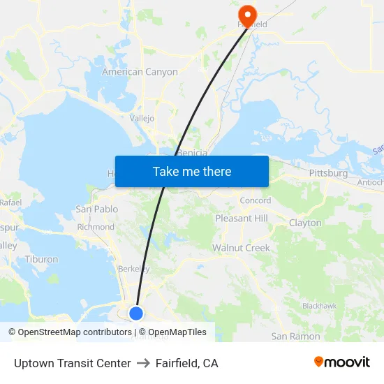 Uptown Transit Center to Fairfield, CA map