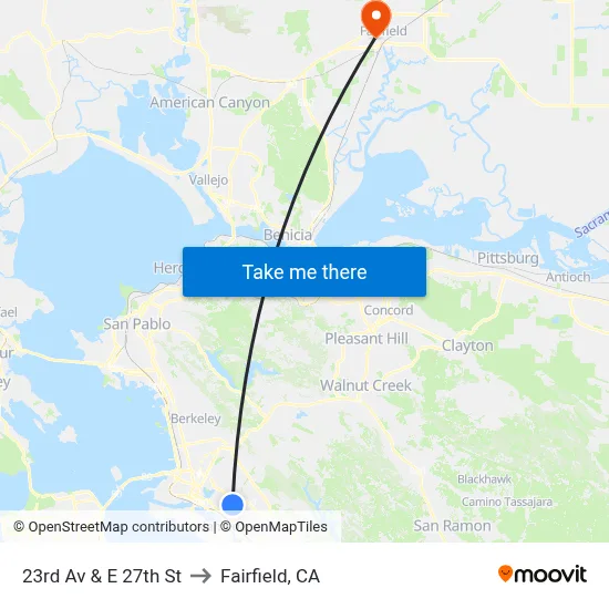 23rd Av & E 27th St to Fairfield, CA map