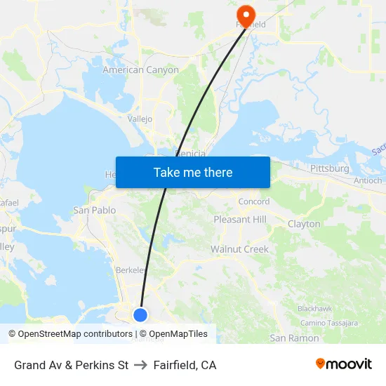 Grand Av & Perkins St to Fairfield, CA map