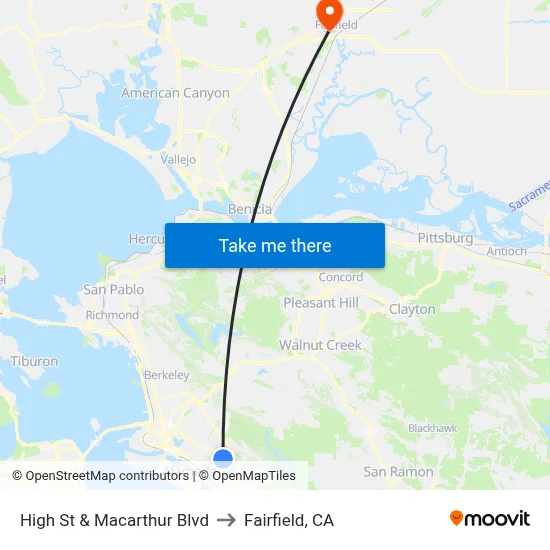 High St & Macarthur Blvd to Fairfield, CA map