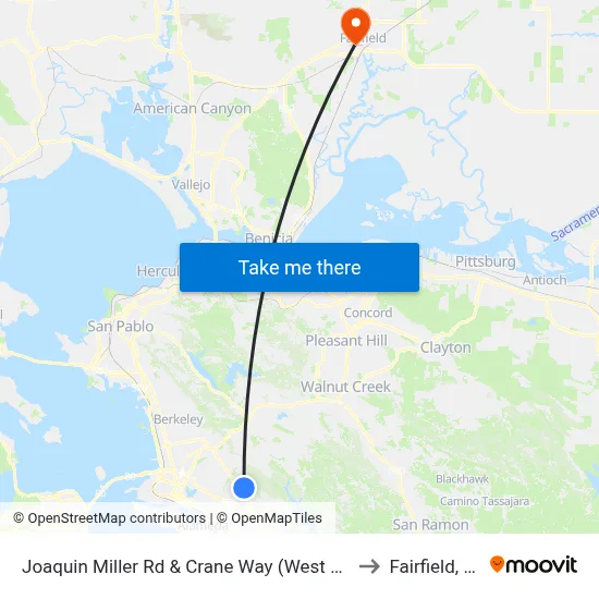 Joaquin Miller Rd & Crane Way (West Jctn) to Fairfield, CA map