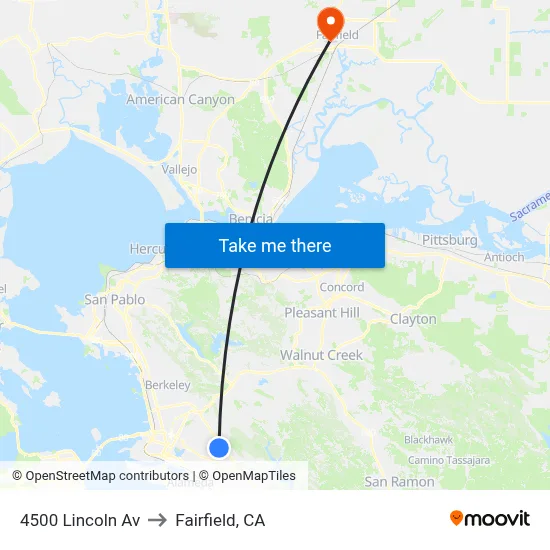 4500 Lincoln Av to Fairfield, CA map
