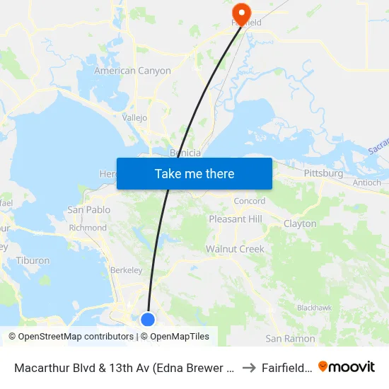 Macarthur Blvd & 13th Av (Edna Brewer Middle Sch.) to Fairfield, CA map
