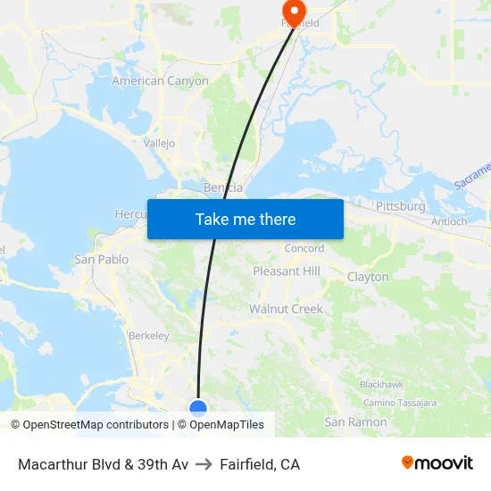 Macarthur Blvd & 39th Av to Fairfield, CA map