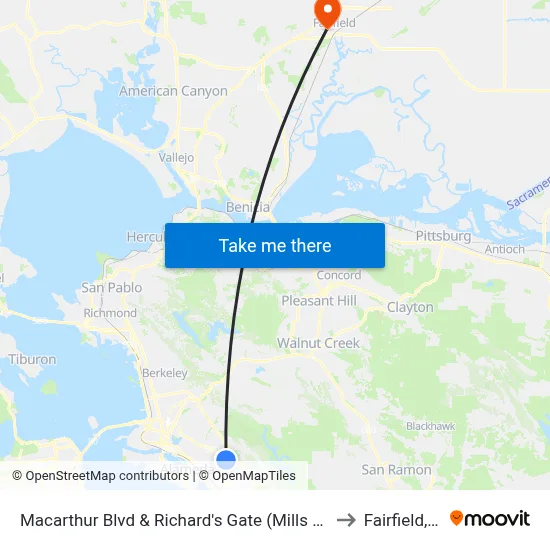 Macarthur Blvd & Richard's Gate (Mills College) to Fairfield, CA map
