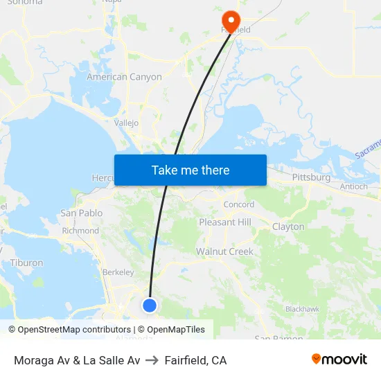 Moraga Av & La Salle Av to Fairfield, CA map