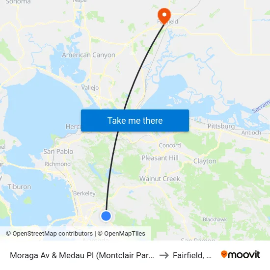 Moraga Av & Medau Pl (Montclair Park) to Fairfield, CA map