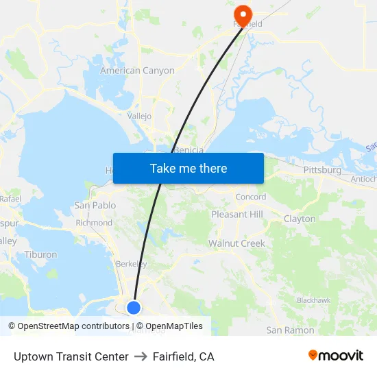 Uptown Transit Center to Fairfield, CA map