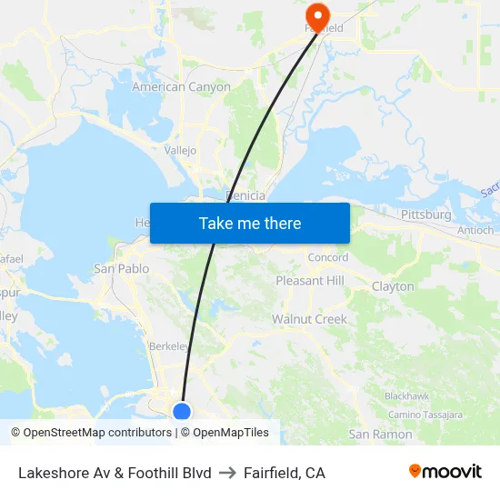 Lakeshore Av & Foothill Blvd to Fairfield, CA map