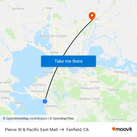 Pierce St & Pacific East Mall to Fairfield, CA map