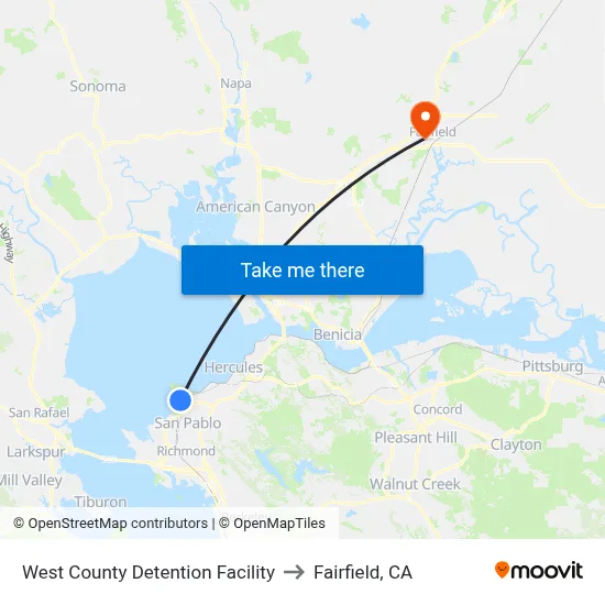 West County Detention Facility to Fairfield, CA map