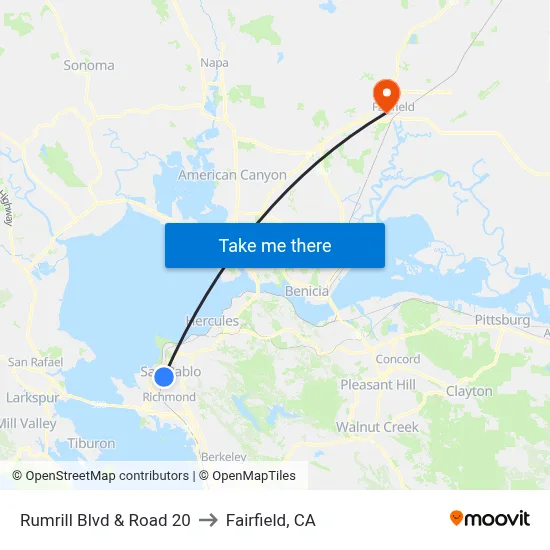 Rumrill Blvd & Road 20 to Fairfield, CA map