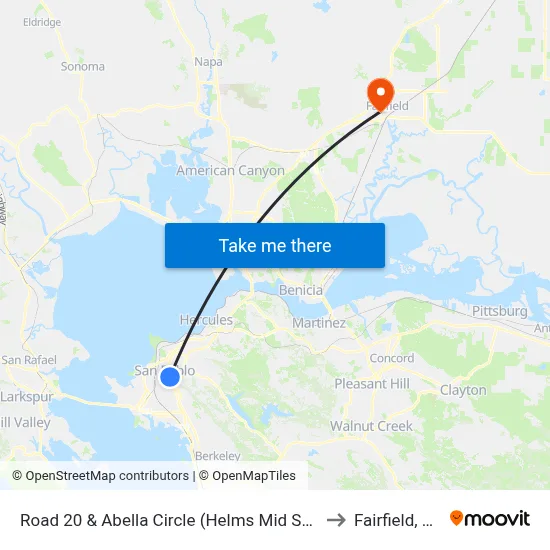 Road 20 & Abella Circle (Helms Mid Sch) to Fairfield, CA map