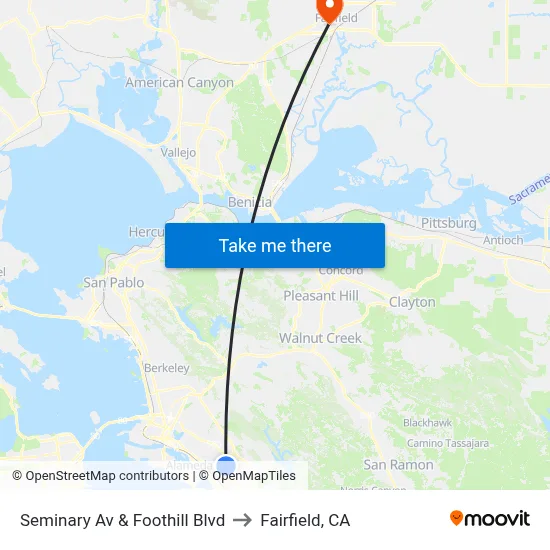 Seminary Av & Foothill Blvd to Fairfield, CA map