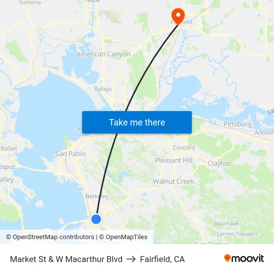 Market St & W Macarthur Blvd to Fairfield, CA map
