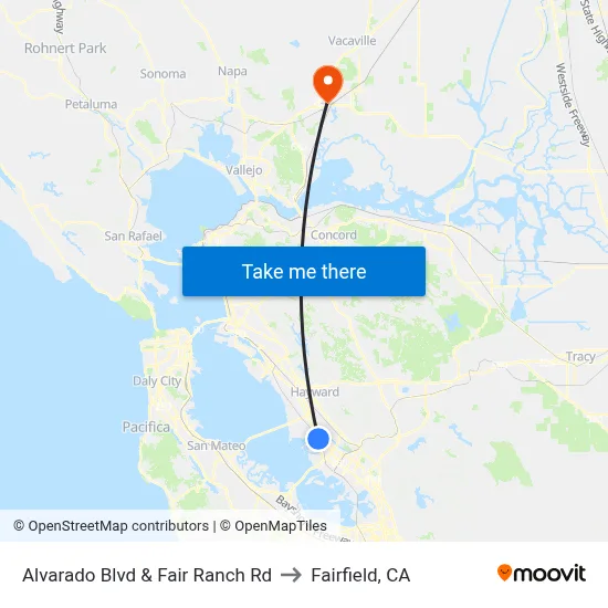Alvarado Blvd & Fair Ranch Rd to Fairfield, CA map