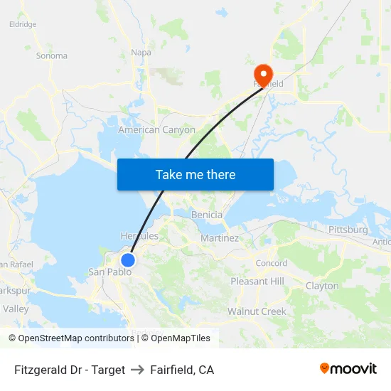 Fitzgerald Dr - Target to Fairfield, CA map