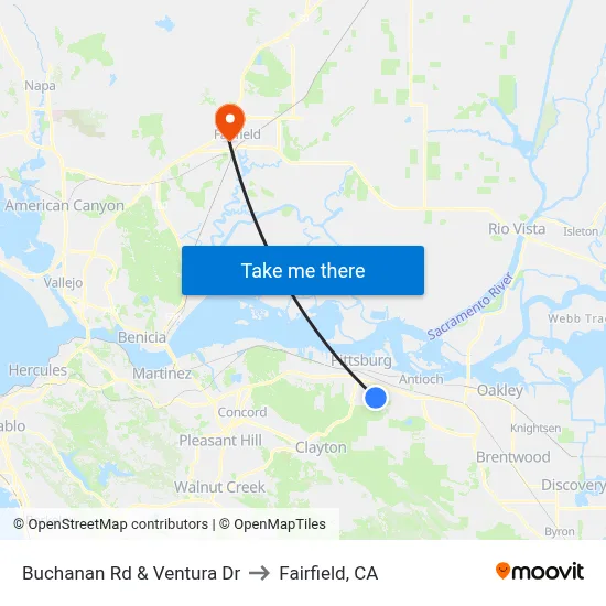 Buchanan Rd & Ventura Dr to Fairfield, CA map