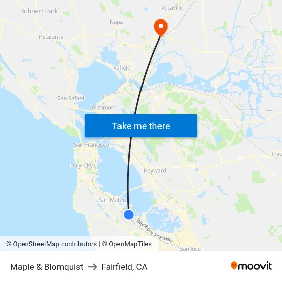 Maple & Blomquist to Fairfield, CA map