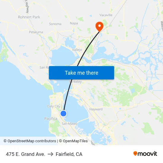 475 E. Grand Ave. to Fairfield, CA map