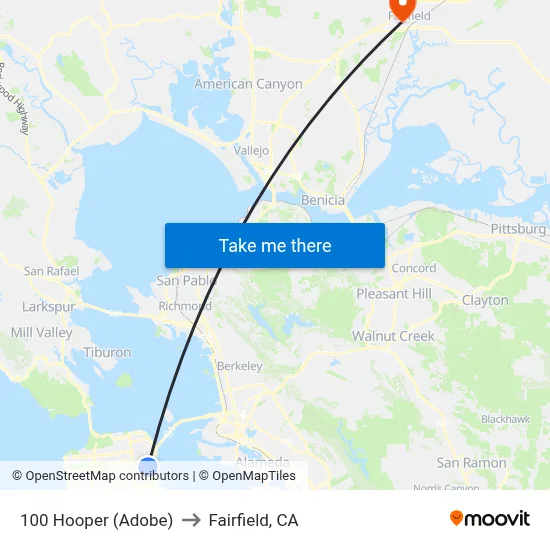 100 Hooper (Adobe) to Fairfield, CA map