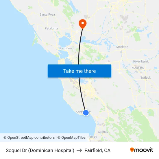 Soquel Dr (Dominican Hospital) to Fairfield, CA map