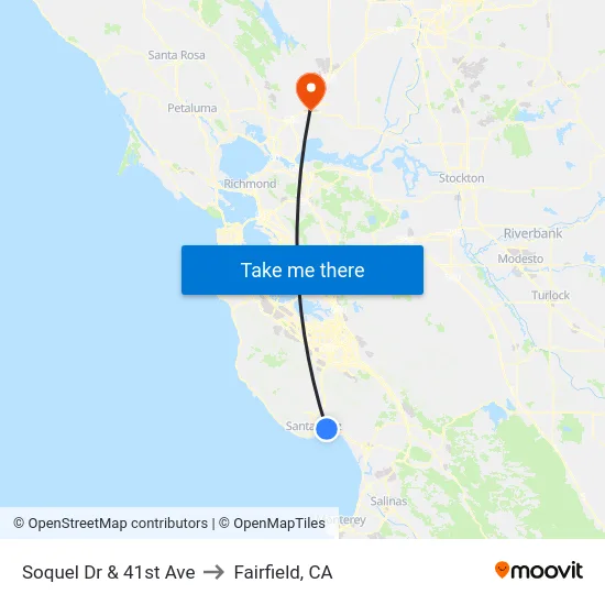 Soquel Dr & 41st Ave to Fairfield, CA map