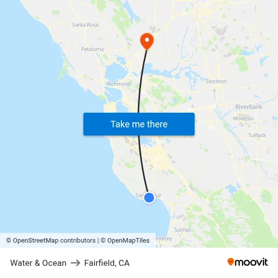 Water & Ocean to Fairfield, CA map