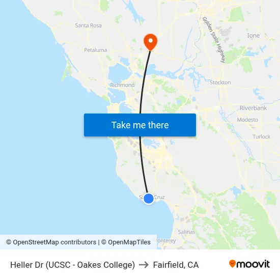 Heller Dr (UCSC - Oakes College) to Fairfield, CA map
