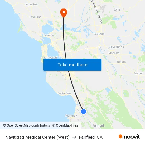Navitidad Medical Center (West) to Fairfield, CA map