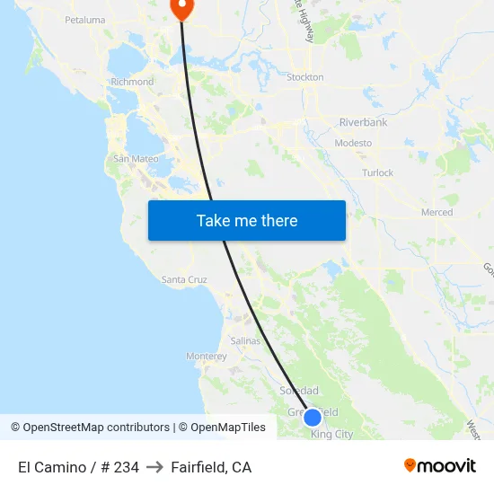El Camino / # 234 to Fairfield, CA map