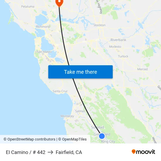 El Camino / # 442 to Fairfield, CA map
