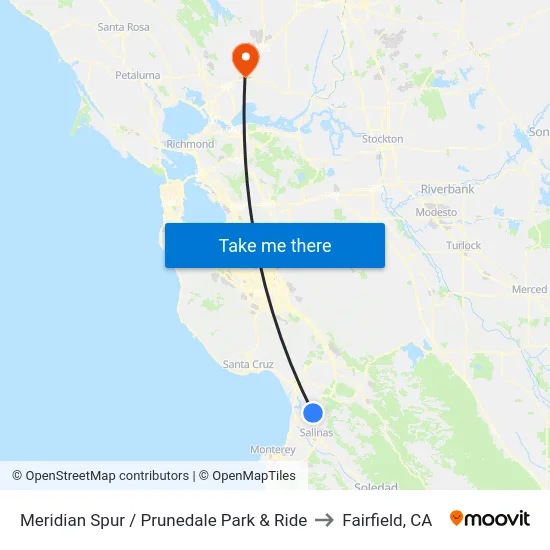 Meridian Spur / Prunedale Park & Ride to Fairfield, CA map