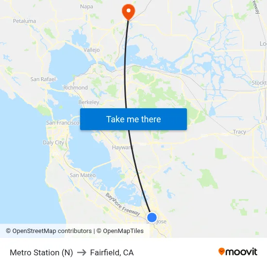 Metro Station (N) to Fairfield, CA map