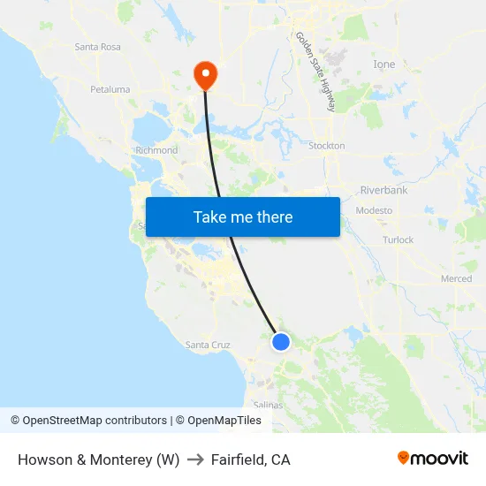 Howson & Monterey (W) to Fairfield, CA map